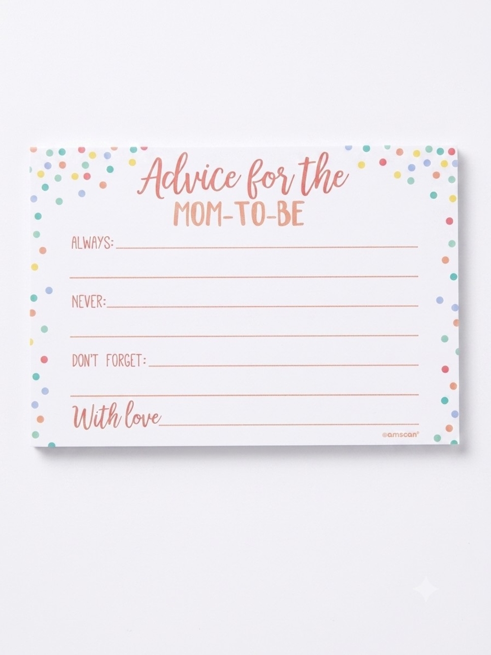 Amscan Confetti 'Advice for the Mom-to-Be' For Baby Shower 16 Cards